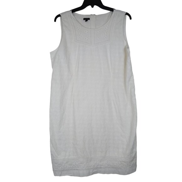 Talbots | Embroidered Eyelet Sheath Sleeveless Ivory White Dress | Size 18 - Picture 1 of 13